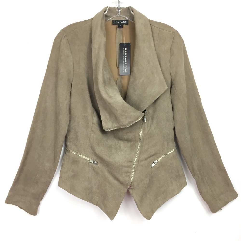 Rampage Vegan Suede Asymmetrical Zip Moto Jacket